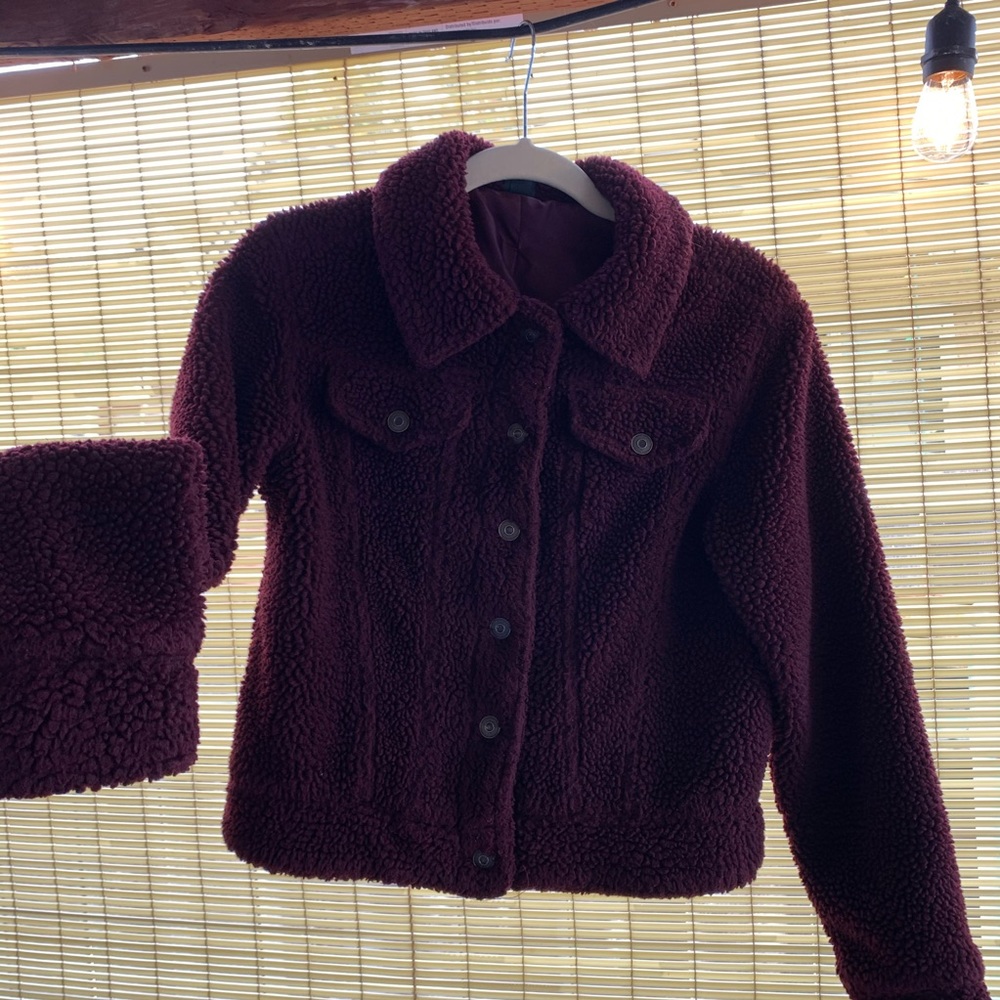 WILD FABLE TARGET TEDDY SHERPA COAT JACKET MAROON